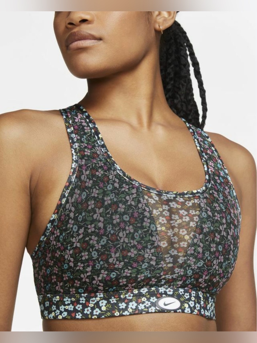 Nike Floral Mesh Sports Bra - Black Multi